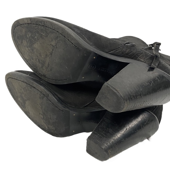 All Saints Womens Jonas‎ Leather Ankle Bootie 41 Black Embossed Nubuck Heeled - Picture 9 of 12